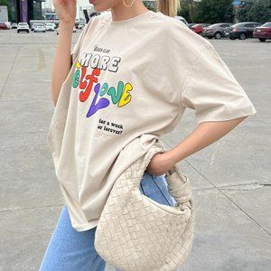 Beige Printed Oversized T-Shirt